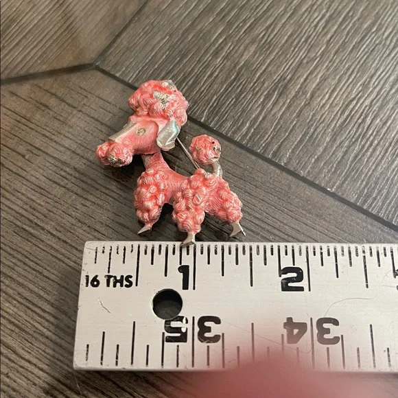 Vintage Pink French Poodle Dog Brooch - Pin Silver-tone Pink Accents - Picture 6 of 16